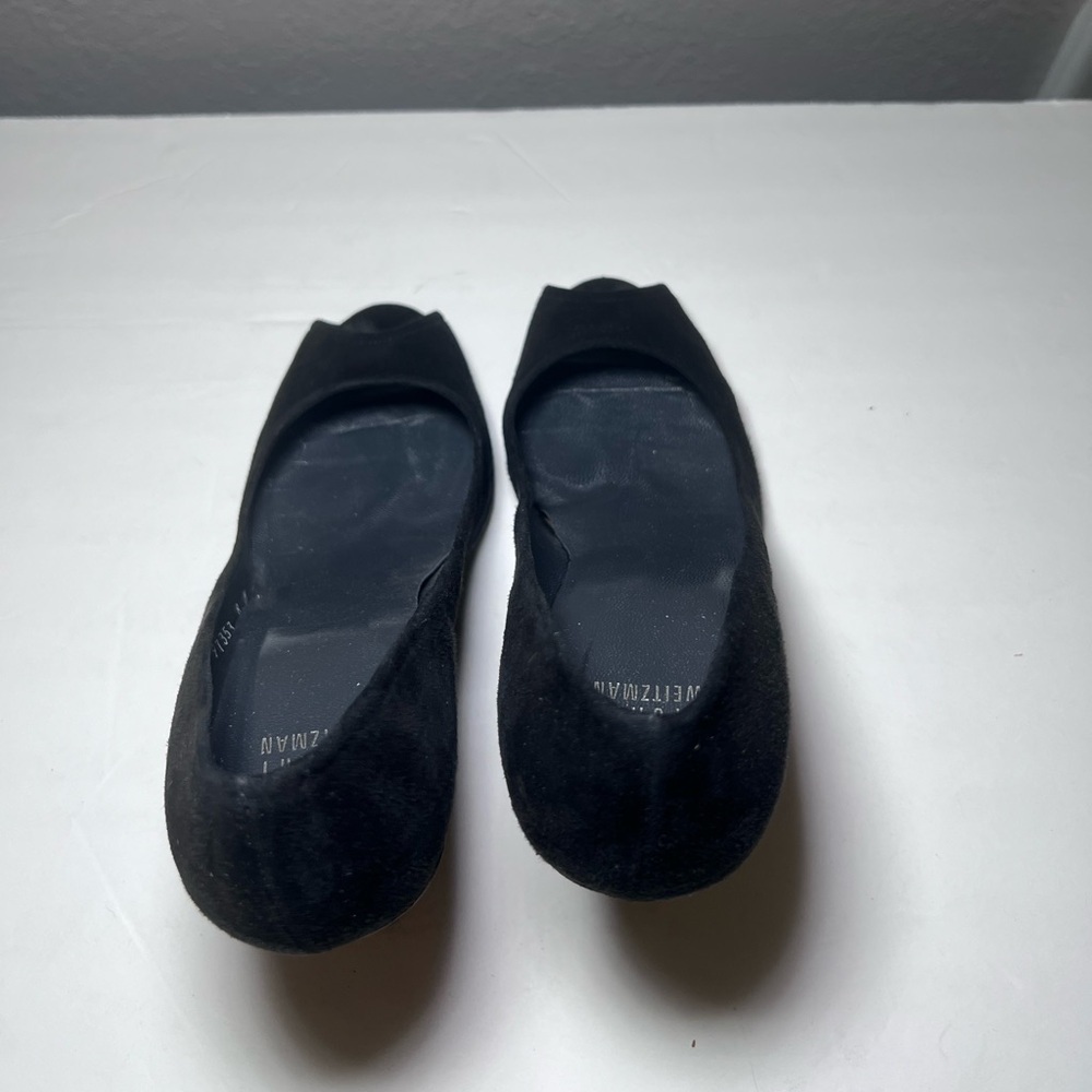 Stuart Weitzman Black Peep Toe Wedges Tortoiseshell Pattern - Picture 7 of 11